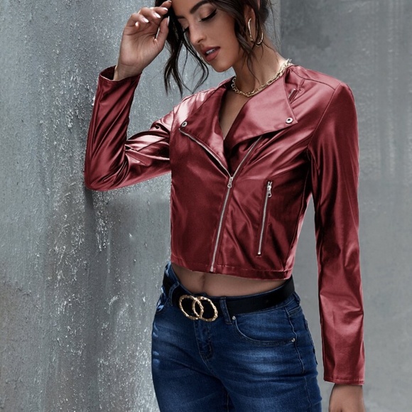 black moto biker zipper pocket jacket classic glam - Picture 5 of 10